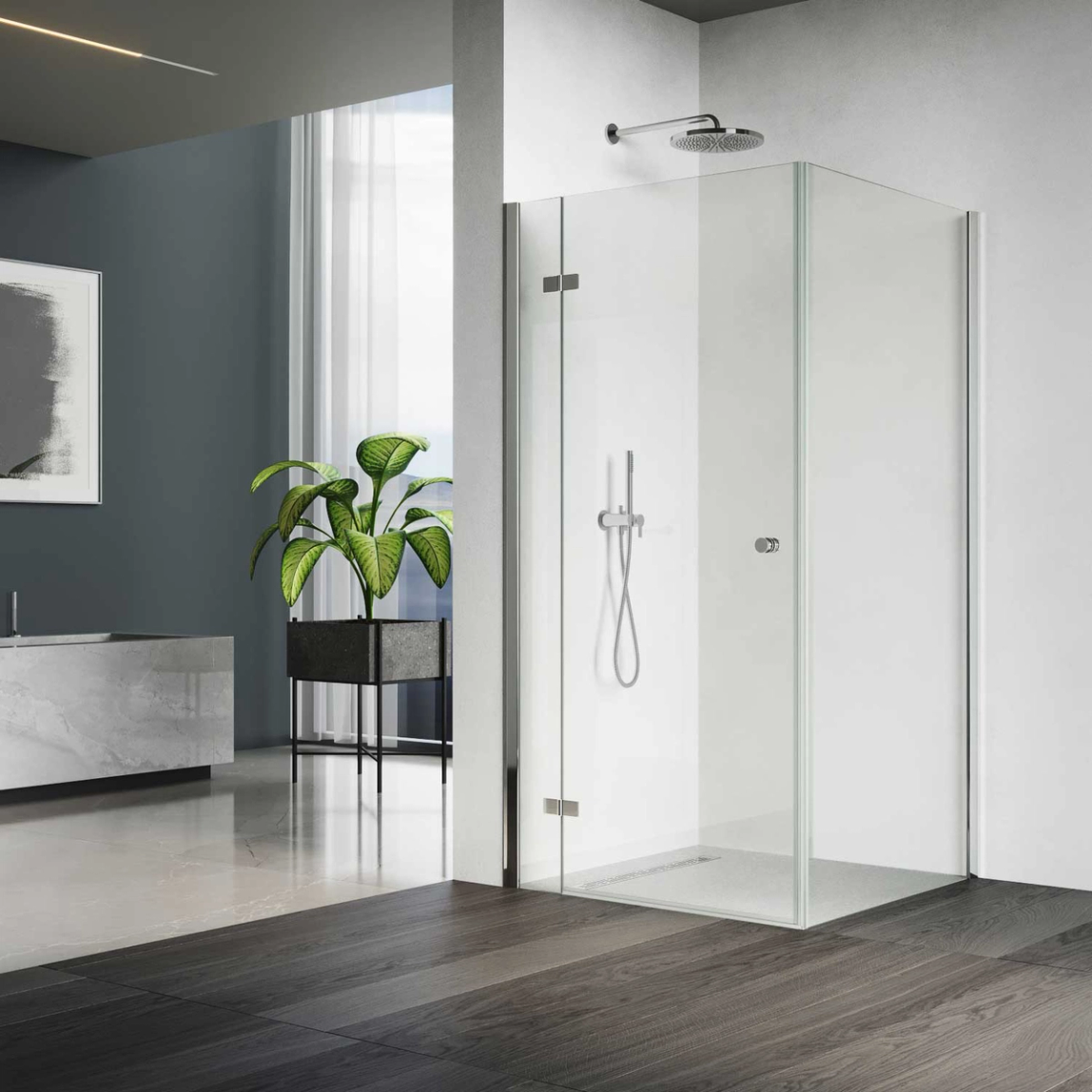 Bright bathroom with a corner shower