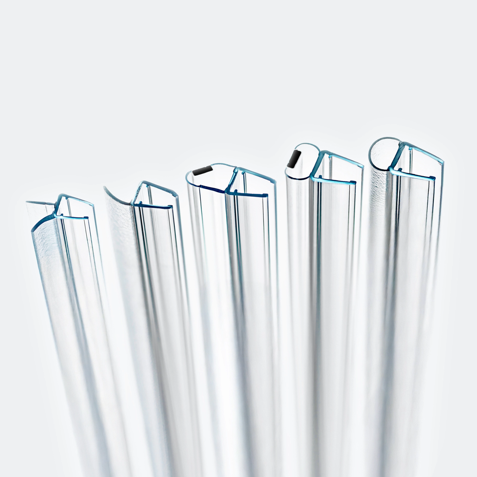 Cross-section of horizontally stacked shower seal profiles
