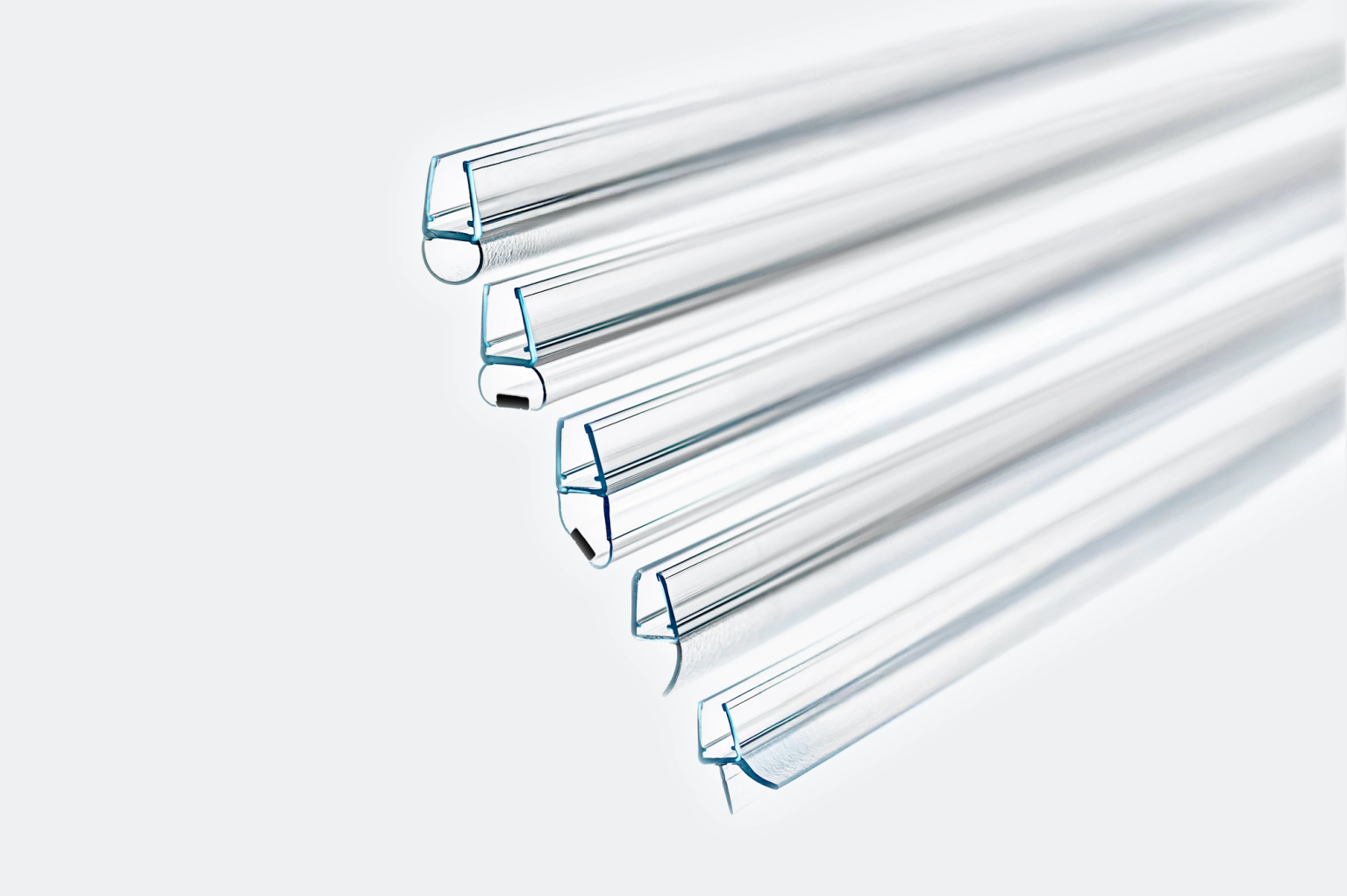 Cross-section of vertically stacked shower seal profiles