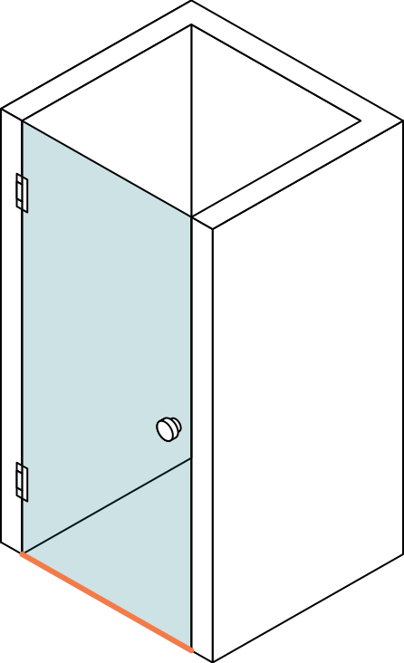Horizontal shower seal in a shower with a niche cabin