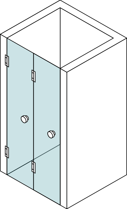 Niche shower cabin with foldable doors