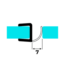 Technical drawing of a wall and centre seal with a half hollow chamber and short glass recess on glass at a 180° angle