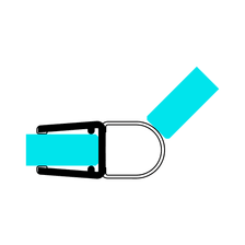 Technical drawing of a hollow-chamber seal with a large sealing bellows on glass at a 135° angle