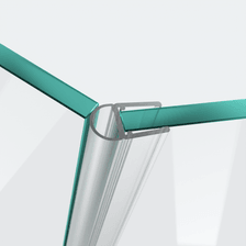 3D model of a hollow-chamber seal for a 135° glass-to-glass situation