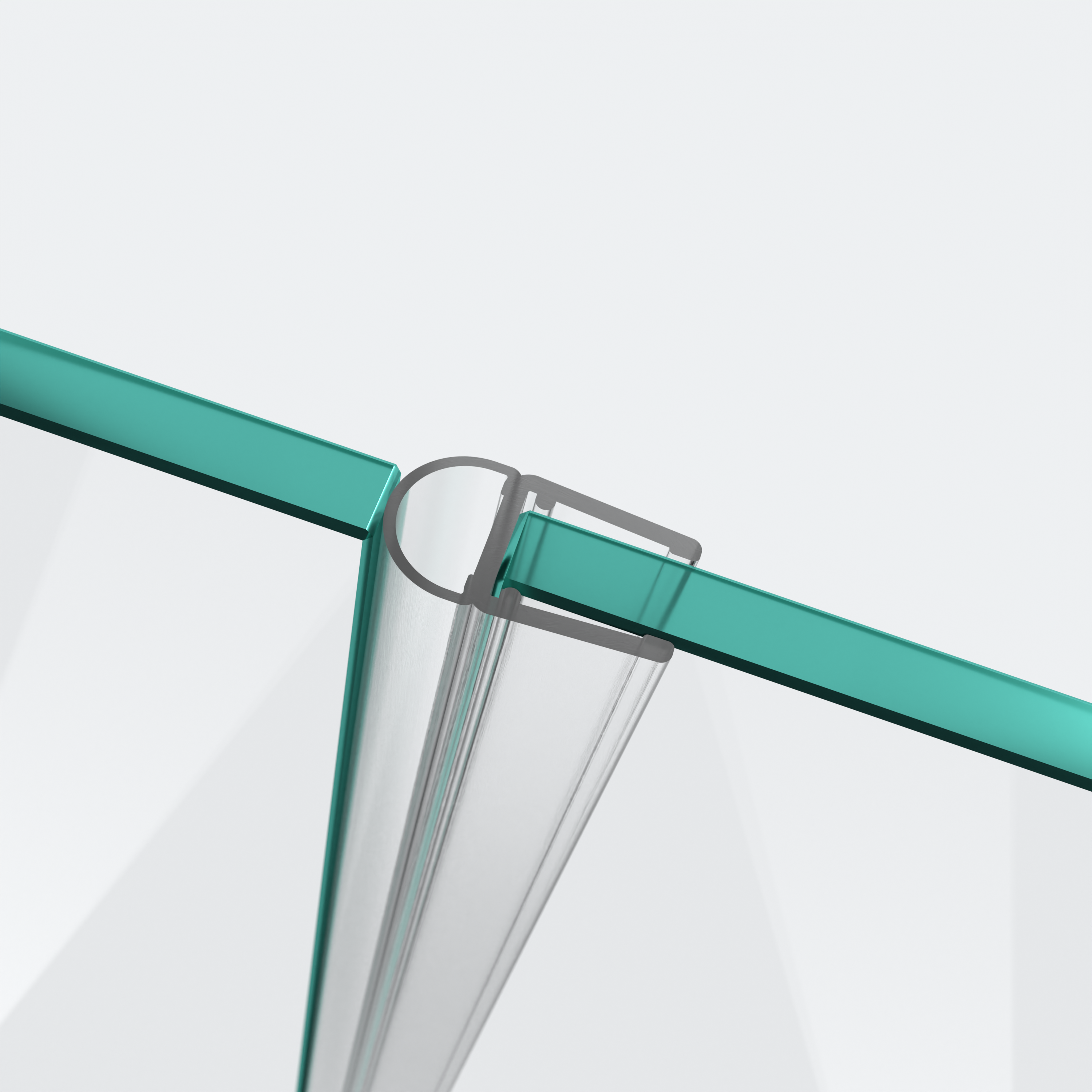 3D model of a hollow-chamber seal for a 180° glass-to-glass situation