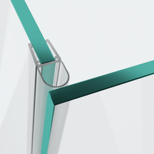 3D model of a hollow-chamber seal with a large sealing bellows for a 90° glass-to-glass situation