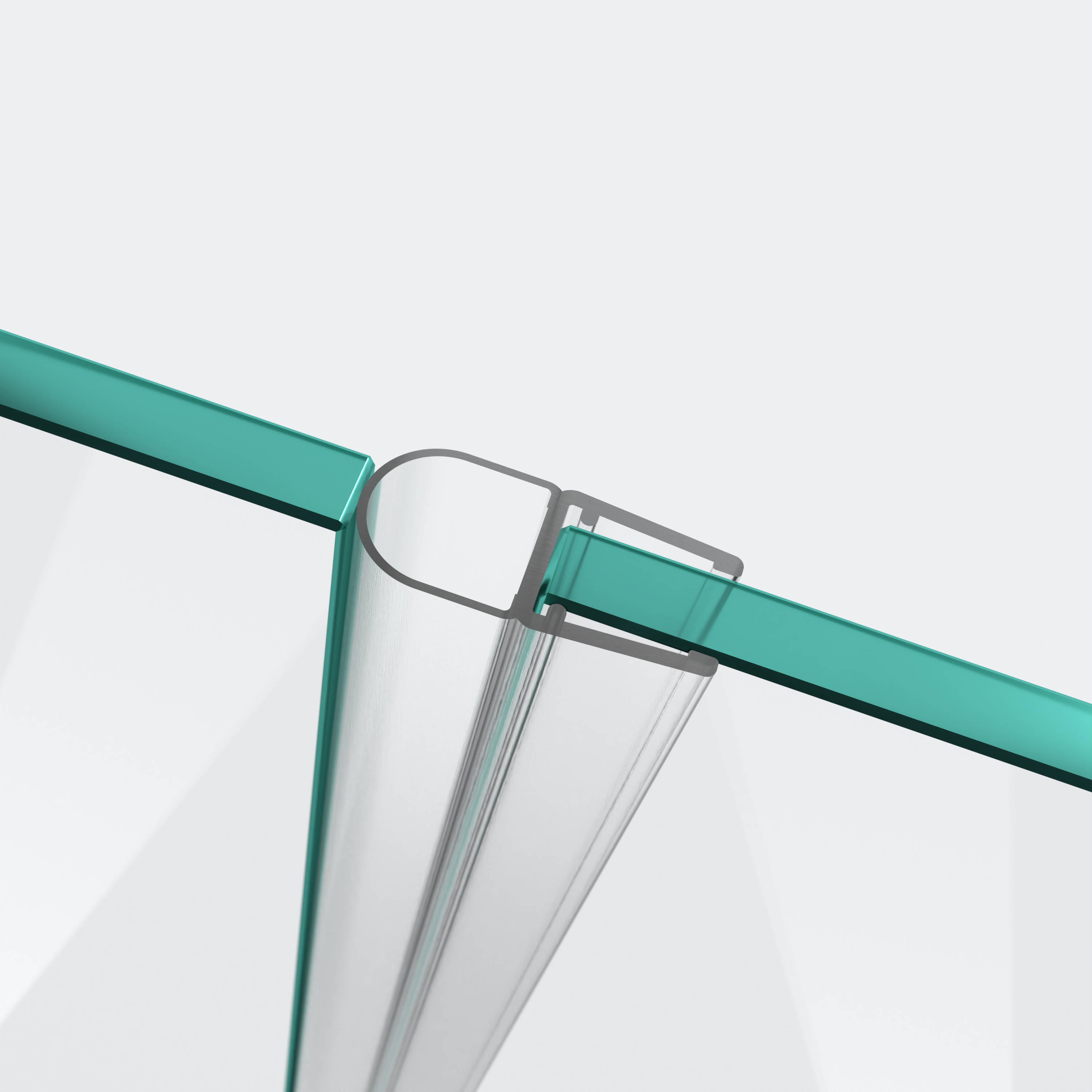 3D model of a hollow-chamber seal with a large sealing bellows for a 180° glass-to-glass situation