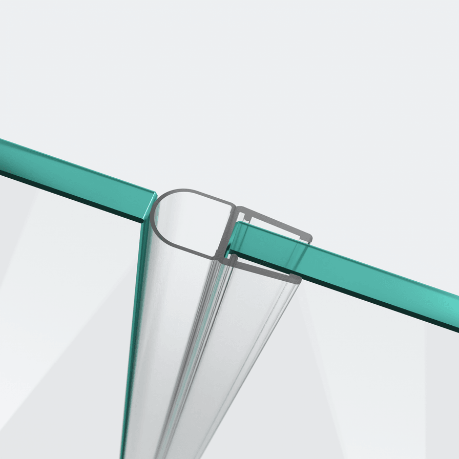 3D model of a hollow-chamber seal with a large sealing bellows for a 180° glass-to-glass situation