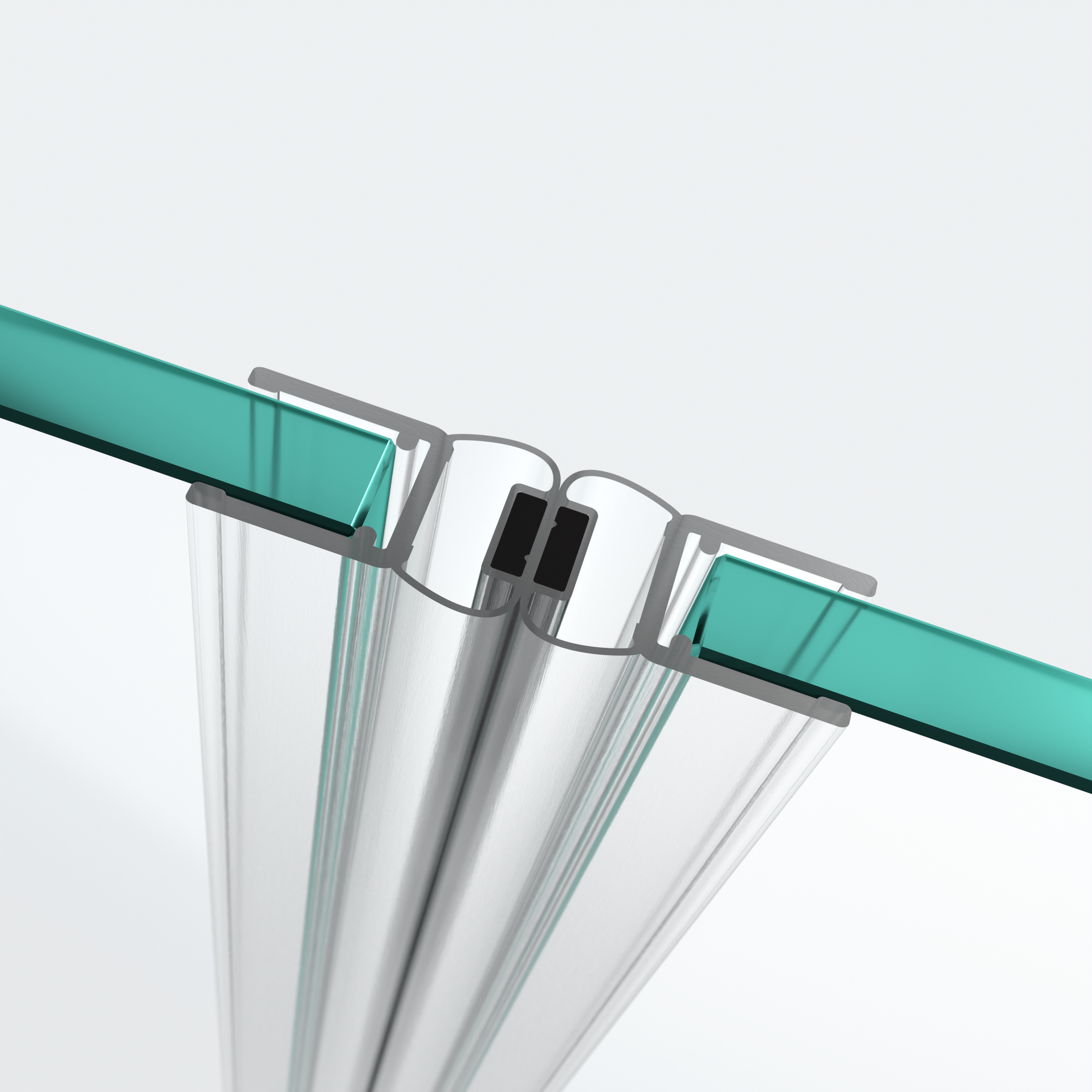 3D model of two 180° magnetic seals for a 180° door-to-door situation
