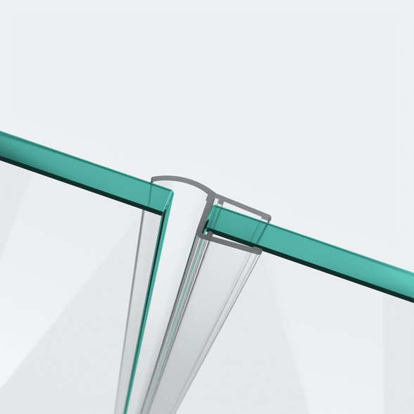 3D model of a wall and centre seal for a 180° glass-to-glass situation