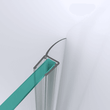 3D model of a wall and centre seal with a long sealing flap for a glass-to-wall situation