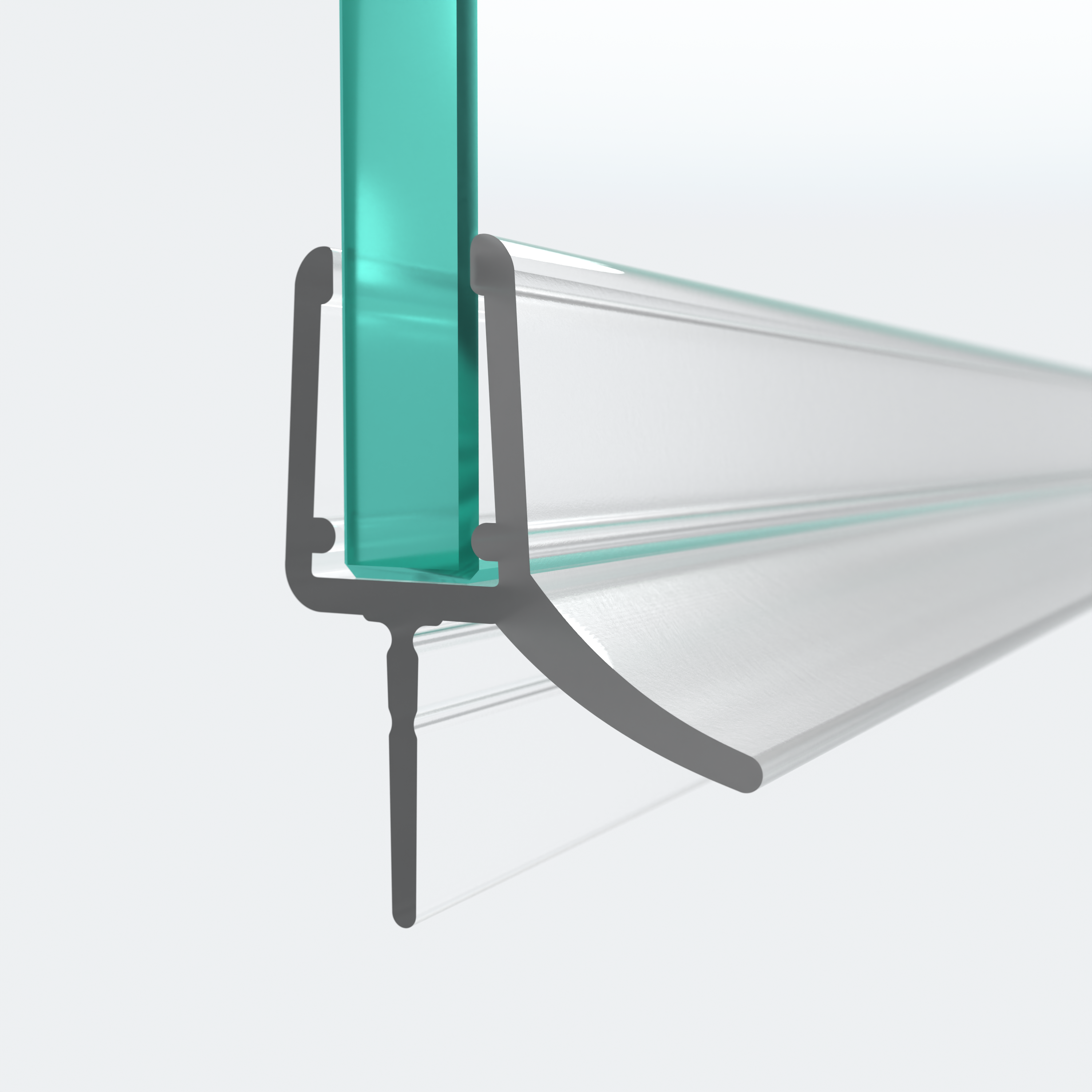 3D model of a sweep seal for 6-8mm glass thickness in a 180° situation