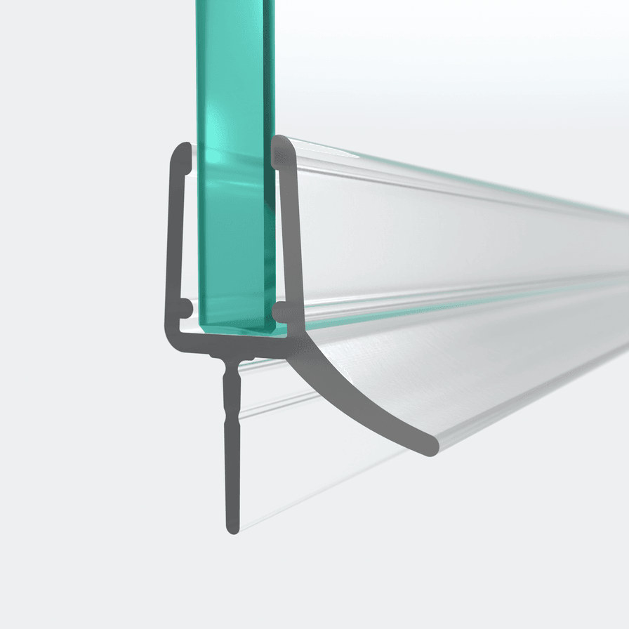 3D model of a sweep seal for 6-8mm glass thickness in a 180° situation