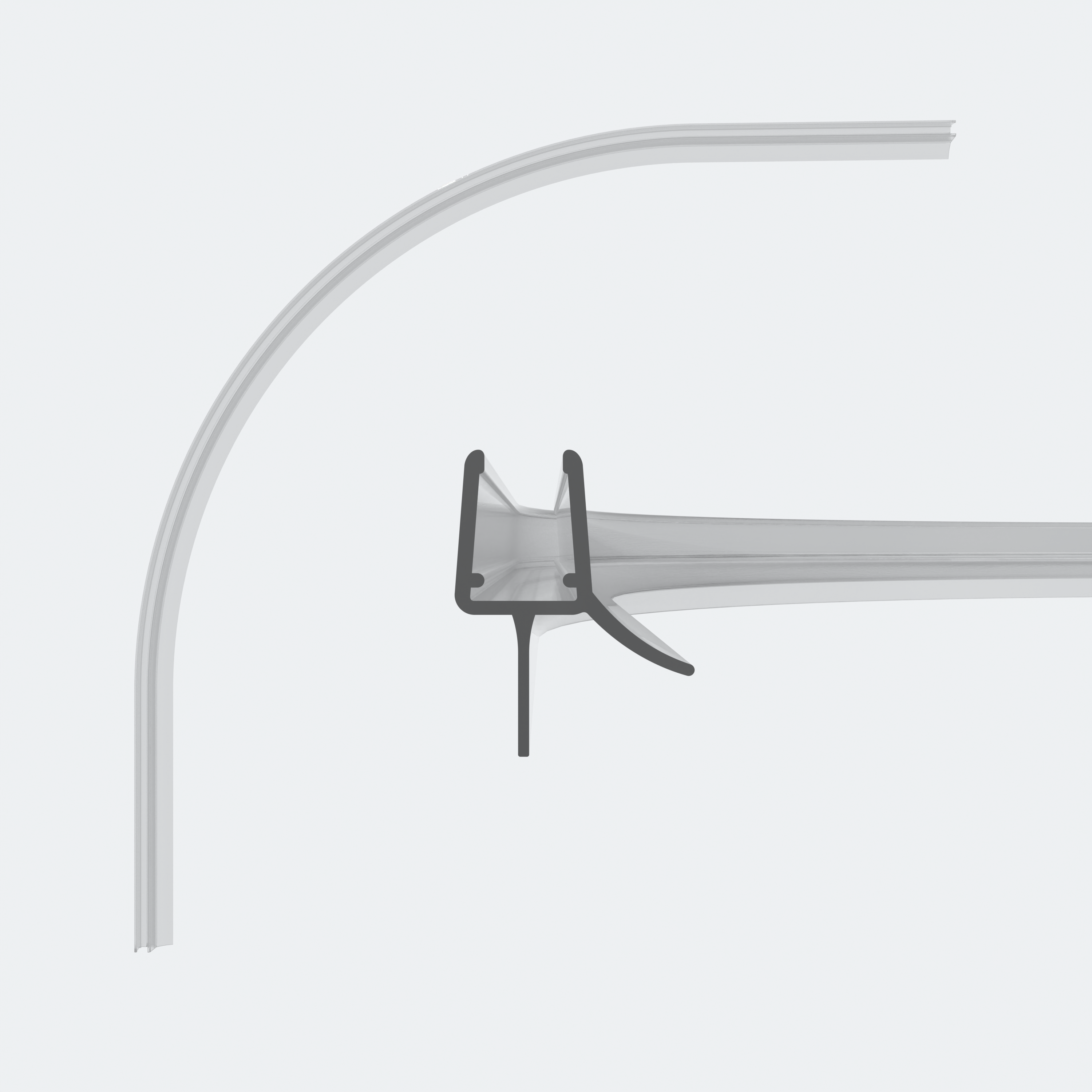 3D model of a rounded sweep seal for 6-8mm glass thickness