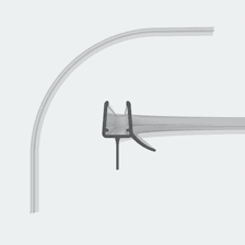3D model of a rounded sweep seal for 6-8mm glass thickness