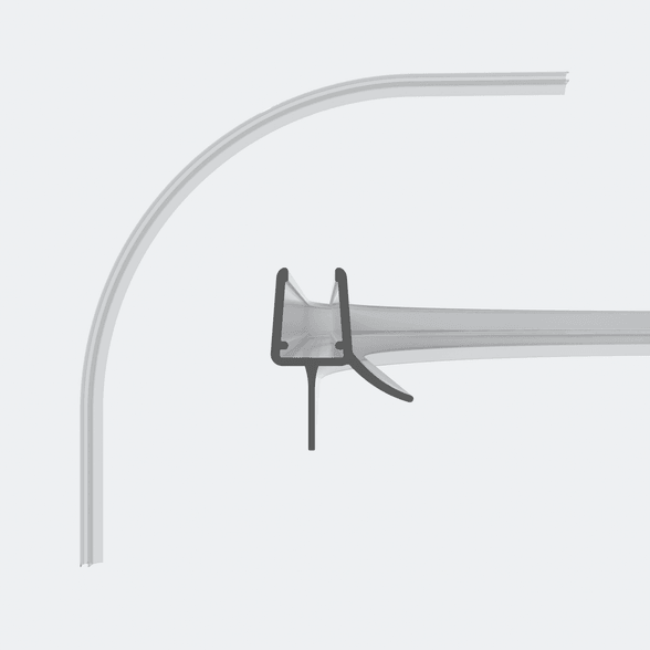 3D model of a rounded sweep seal for 6-8mm glass thickness