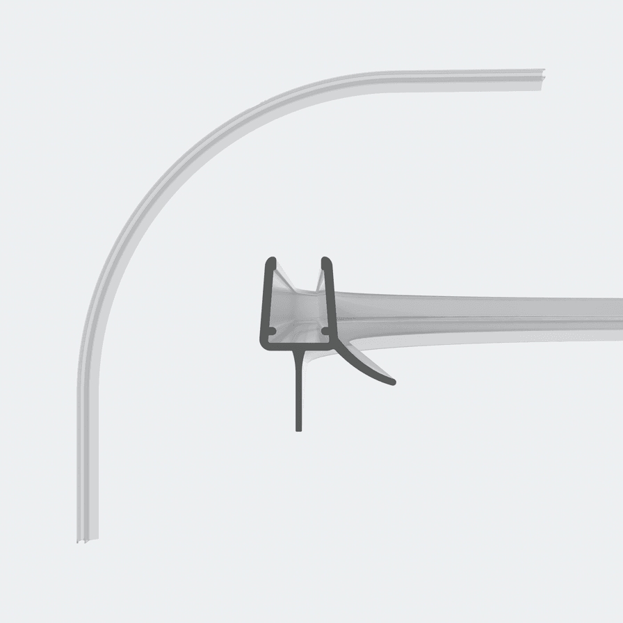 3D model of a rounded sweep seal for 6-8mm glass thickness
