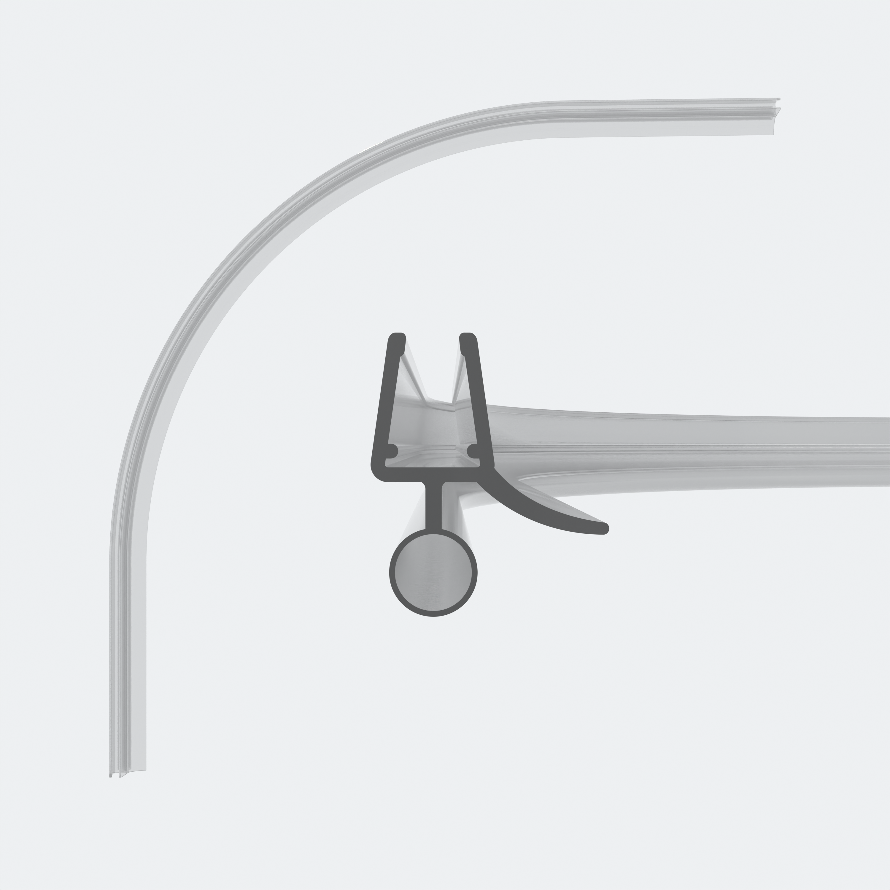 3D model of a rounded sweep seal with a hollow chamber