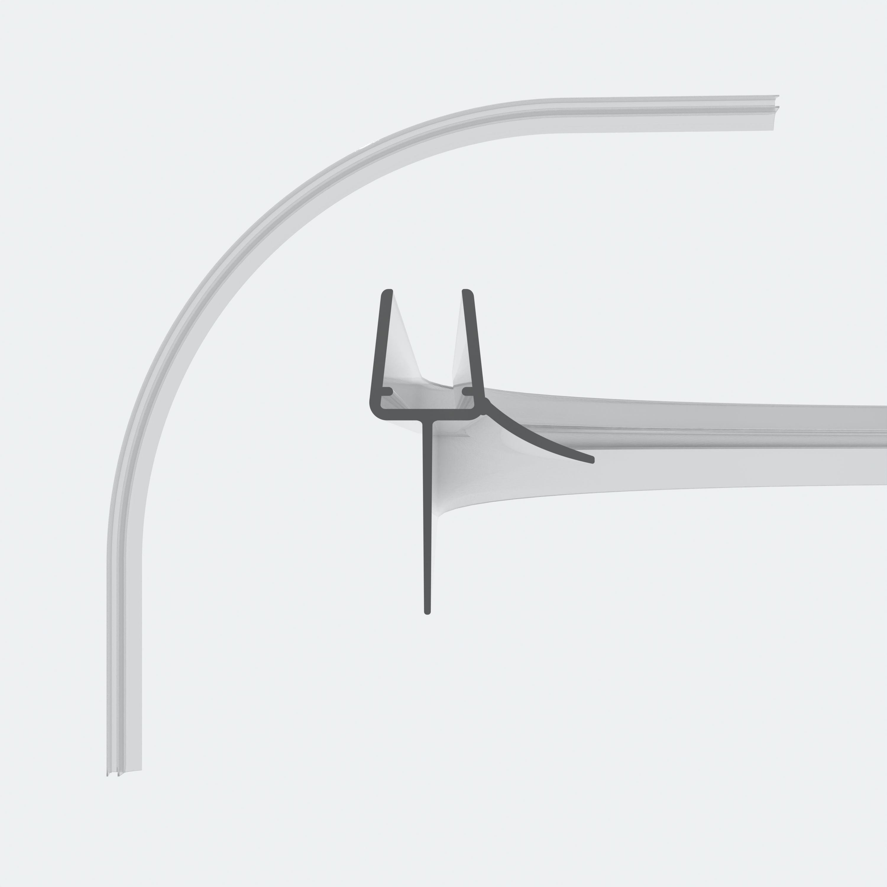 3D model of a rounded sweep seal with a long sealing lip