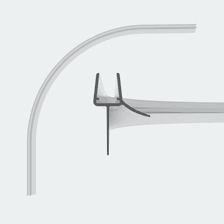 3D model of a rounded sweep seal with a long sealing lip