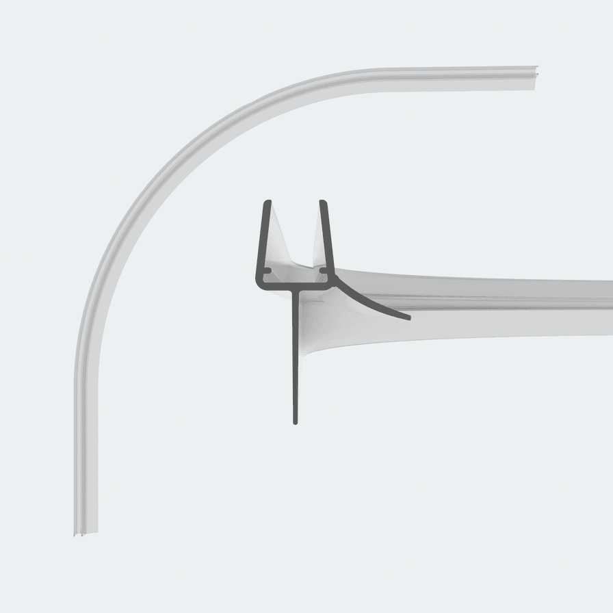 3D model of a rounded sweep seal with a long sealing lip