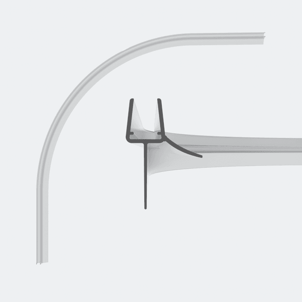 3D model of a rounded sweep seal with a long sealing lip