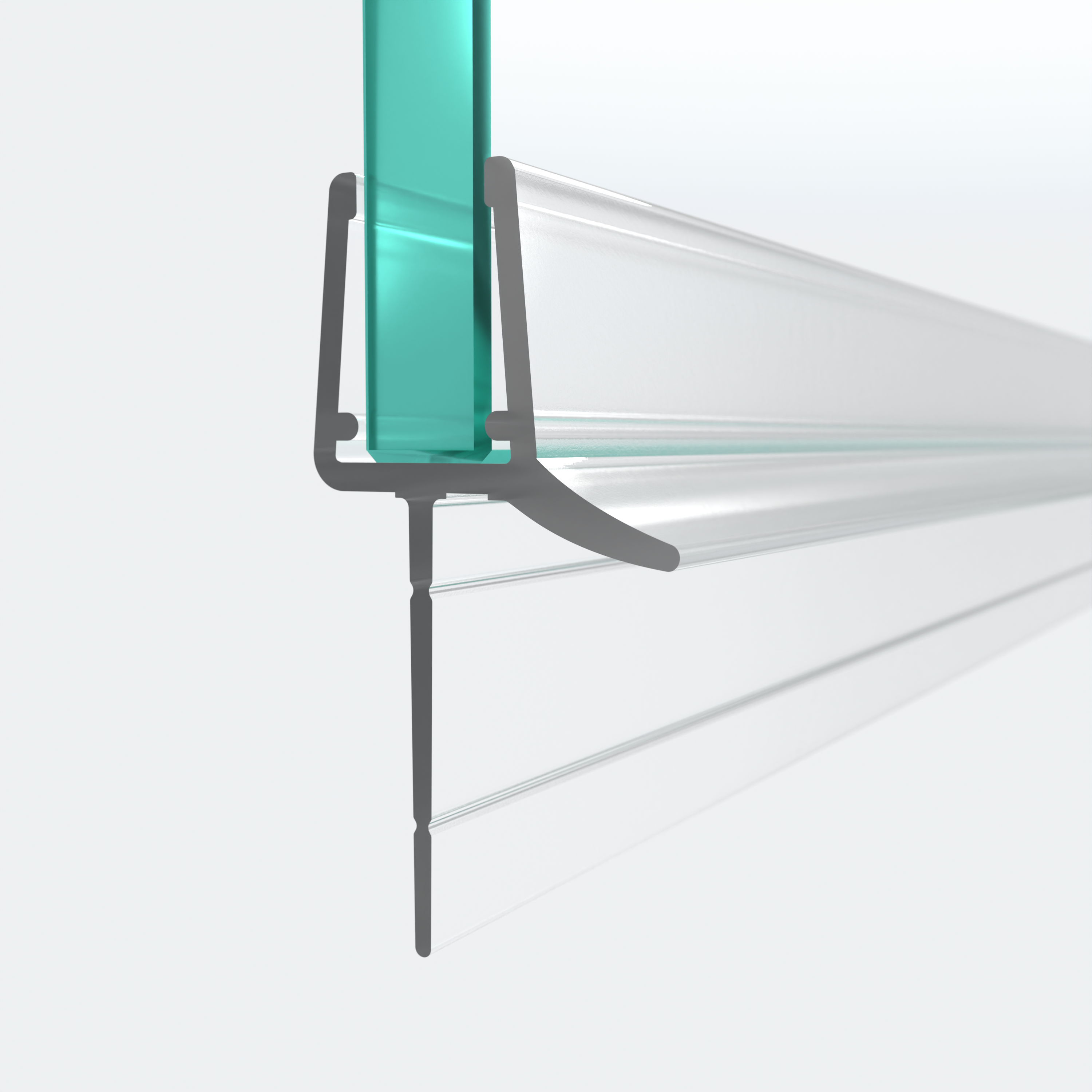 3D model of a sweep seal with a trimmable shower lip for a 180° situation