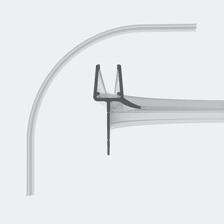 3D model of a rounded sweep seal with a trimmable shower lip