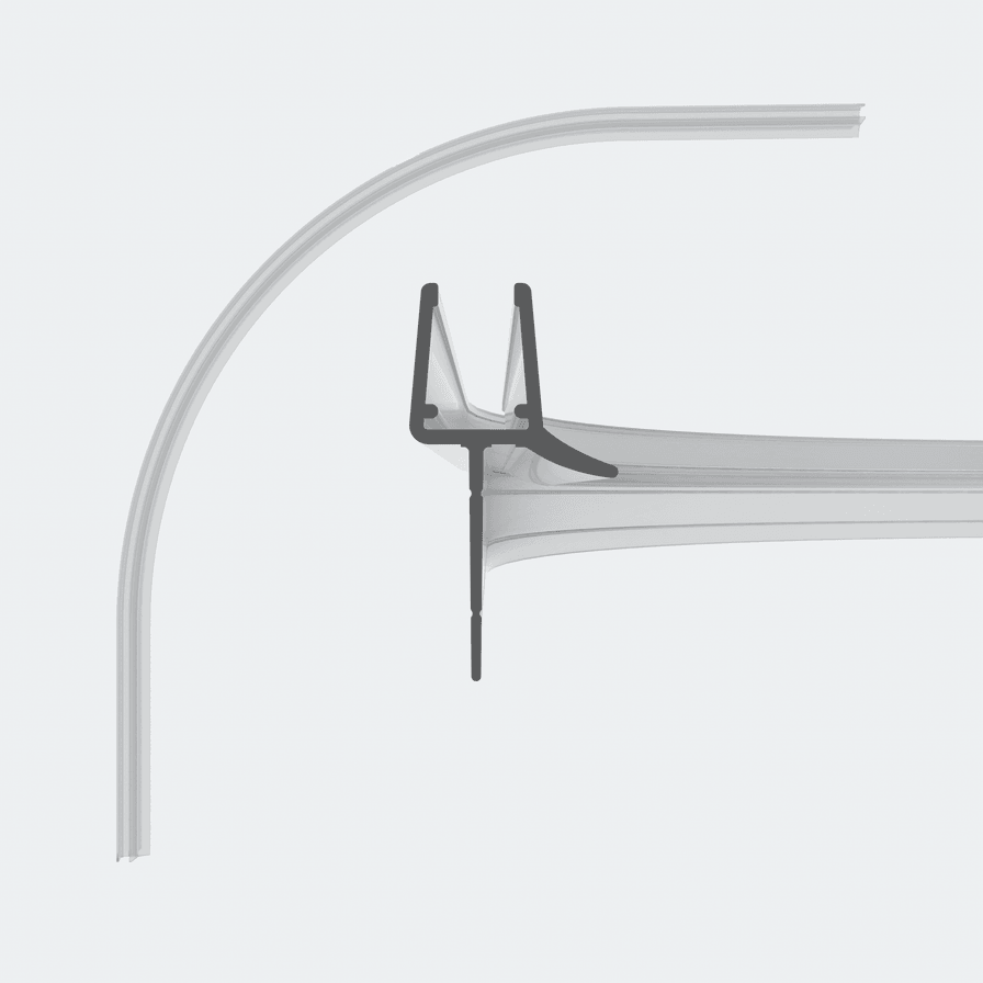 3D model of a rounded sweep seal with a trimmable shower lip