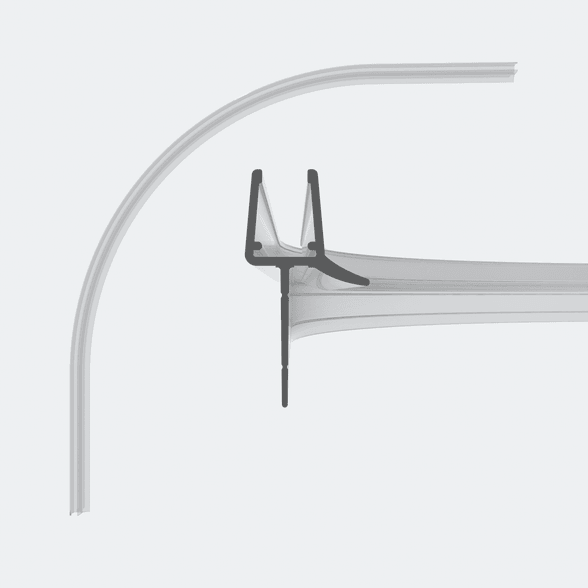 3D model of a rounded sweep seal with a trimmable shower lip